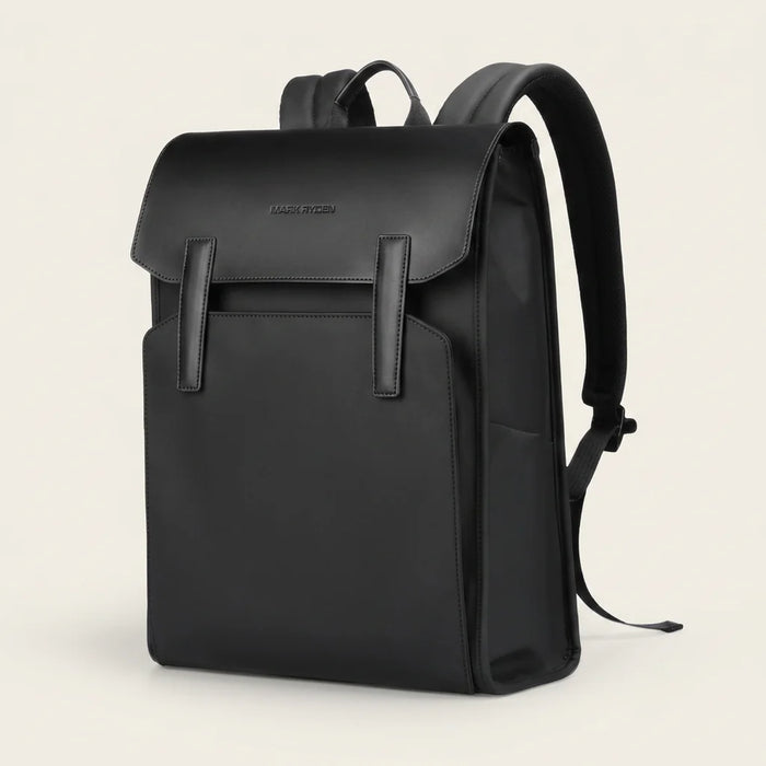 DS Classic 21L Laptoprugzak – leren detail / voorkant