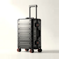 Zwarte DS ONE aluminium koffer 20 inch handbagage met trolleystang, vooraanzicht