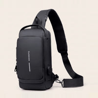 Zwarte crossbody tas met anti-diefstal cijferslot DS Lock van Dutchsuitcase, driekwart vooraanzicht