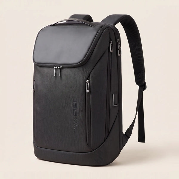 Zwarte laptop rugzak met USB-poort DS Pack van Dutchsuitcase, driekwart vooraanzicht