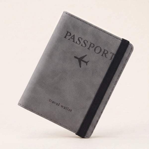 Grijze reisportemonnee DS Wallet van Dutchsuitcase met paspoortvak en sluitelastiek, vooraanzicht